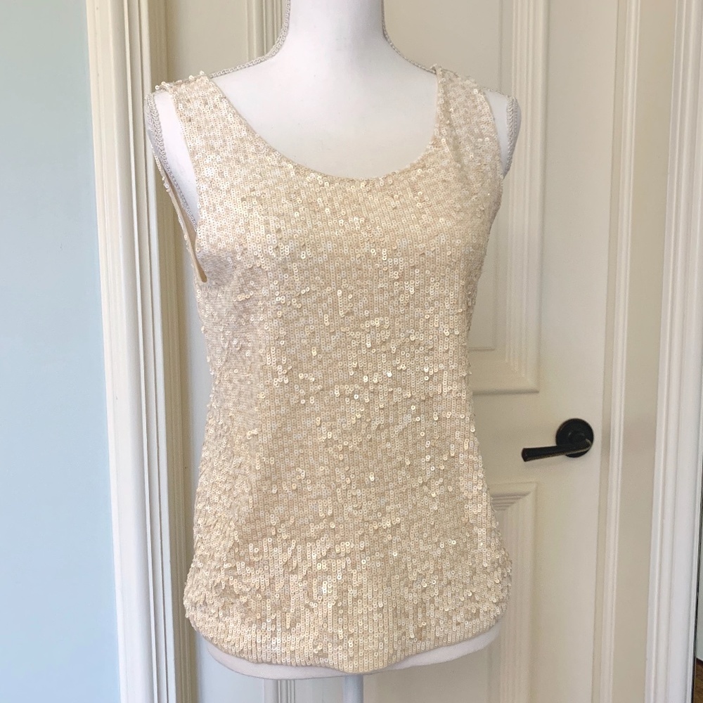 J Crew Cream Sequin Tank Top (S)